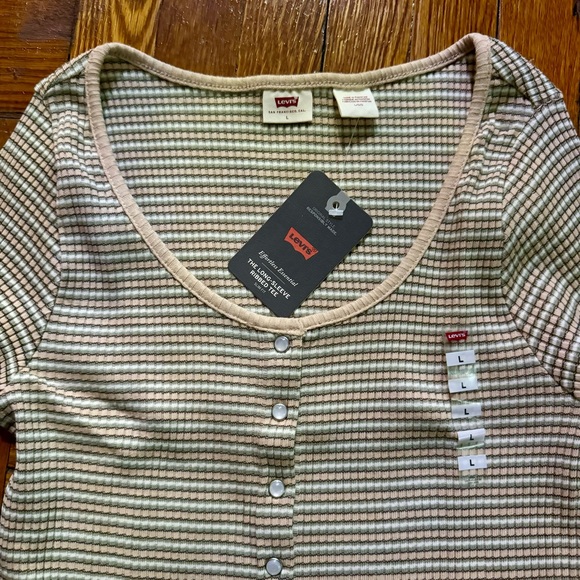 BRITT LONG SLEEVE SNAP FRONT TOP - Frappe/Brown - Picture 3 of 7